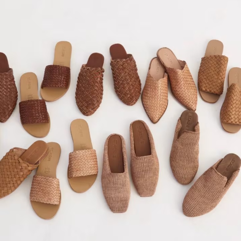 St Agni bunto woven leather slides 36 in almond - Picture 5 of 11